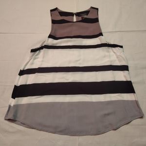 Ann Taylor Tank Top Women's Small Striped Sleeveless Keyhole Shirt Round Neck